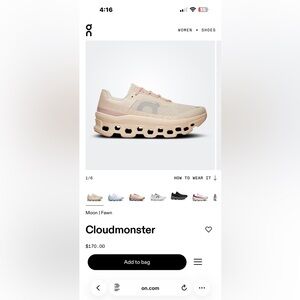 On Running Women's Cloudmonster Shoes - Moon and Fawn